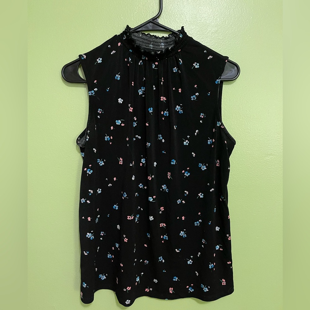 ELLE Ditsy Floral Turtle Neck Camisole Tank Top
